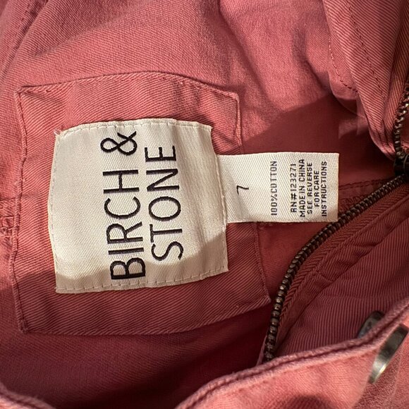 Girls Birch & Stone Hooded Utility Jacket Size 7 | Pink Cotton Lightweight Coat - Picture 3 of 5